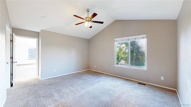 15926 Butterwort Cir, Parker, CO 80134 - carpeted empty room featuring a ceiling fan and vaulted ceiling