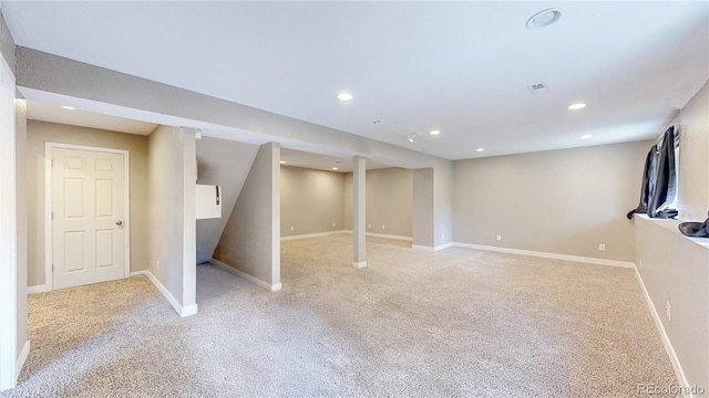15926 Butterwort Cir, Parker, CO 80134 - finished below grade area featuring light colored carpet and recessed lighting
