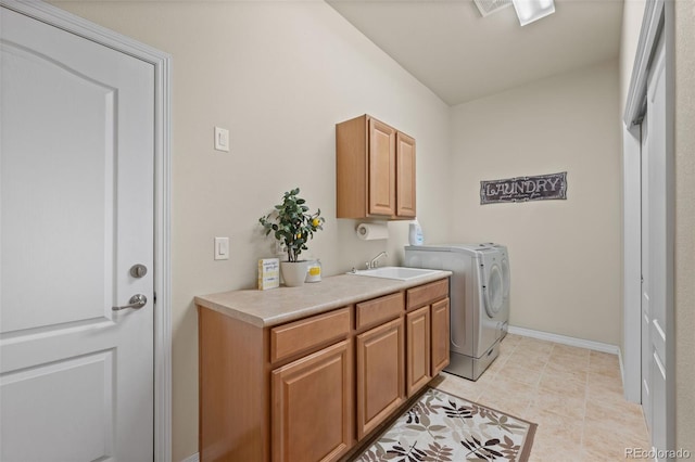 15414 Xenia Ct, Thornton, CO 80602 - washroom with cabinet space, washing machine and dryer, and light tile patterned floors