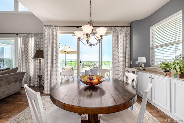 dining room featuring a chandelier, light wood finished floors, and plenty of natural light