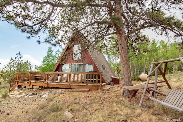 244 Lariat Loop, Hartsel, CO 80449 - back of property with a wooden deck