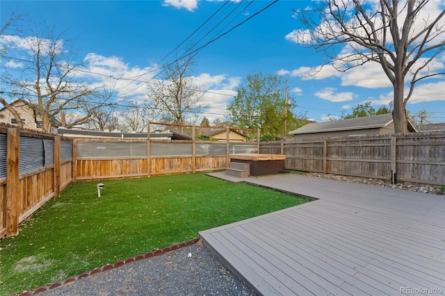 1748 S Logan St, Denver, CO 80210 - view of yard with a covered hot tub and a deck