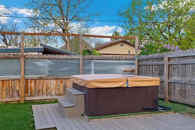 1748 S Logan St, Denver, CO 80210 - wooden deck featuring a hot tub
