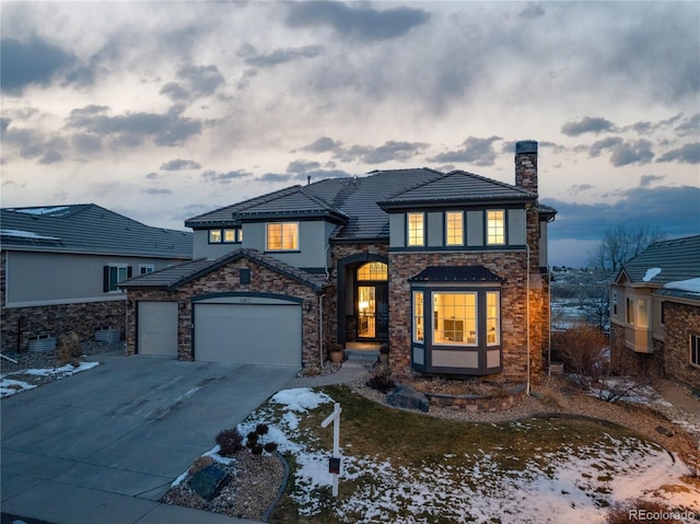 view of front of house featuring a garage