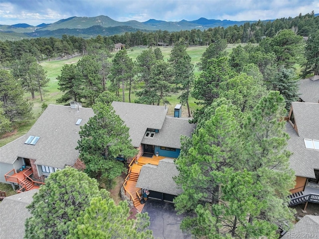bird's eye view with a mountain view