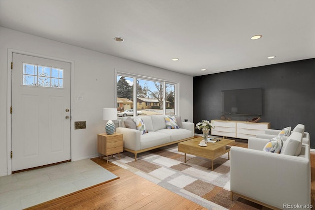 living room featuring light hardwood / wood-style flooring