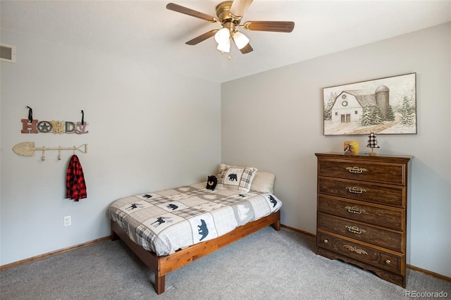 120 Red Rock Ct, Woodland Park, CO 80863 - bedroom featuring carpet flooring, baseboards, and a ceiling fan