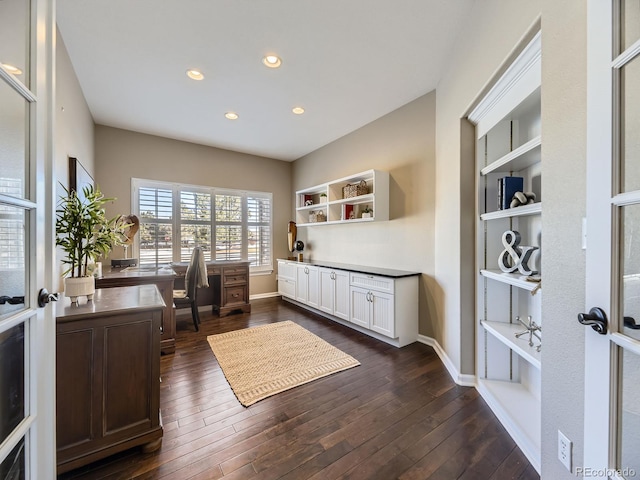 office area featuring dark hardwood / wood-style flooring