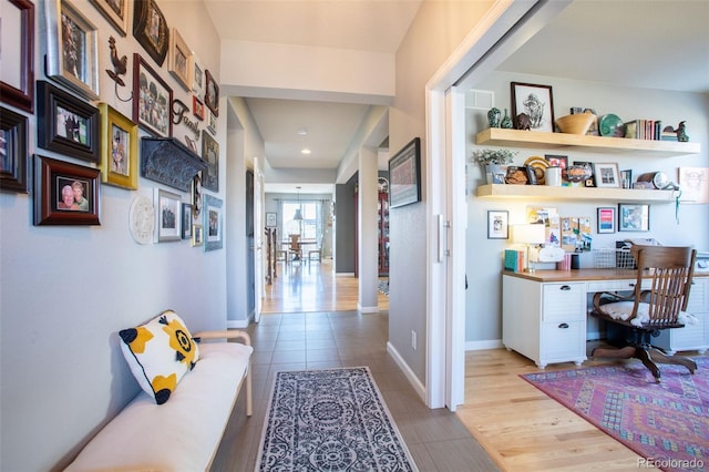 hall featuring light hardwood / wood-style flooring