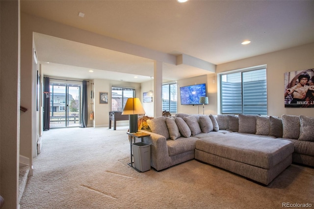 living room with carpet flooring