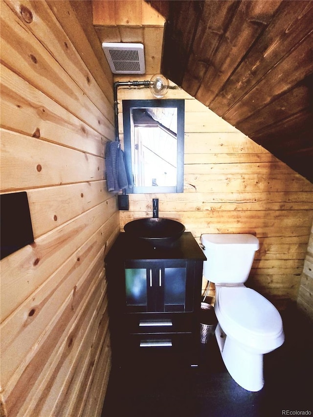 148 Wakonda Ln, Hartsel, CO 80449 - bathroom featuring wood walls, wood ceiling, and vanity