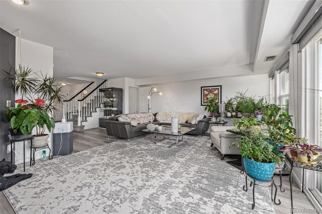 6260 Everett Ct Unit D, Arvada, CO 80004 - living area featuring stairs and wood finished floors