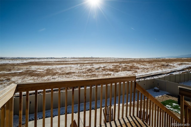 view of snow covered deck