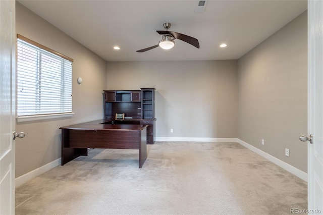 6265 S Ider Way, Aurora, CO 80016 - carpeted office space featuring a ceiling fan, baseboards, and recessed lighting