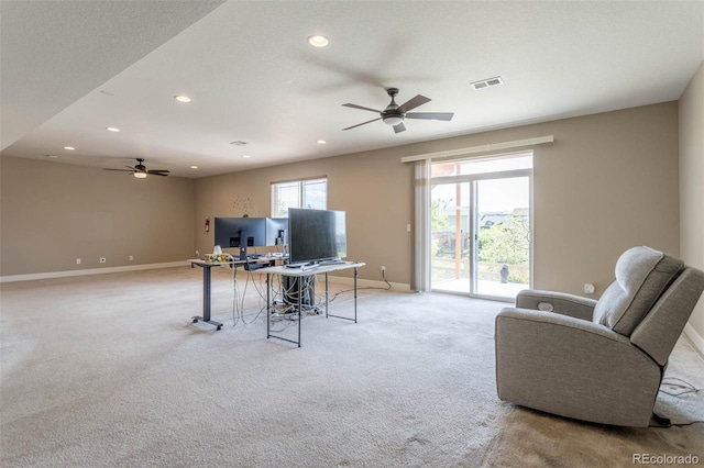 6265 S Ider Way, Aurora, CO 80016 - carpeted office space with a ceiling fan, baseboards, and recessed lighting