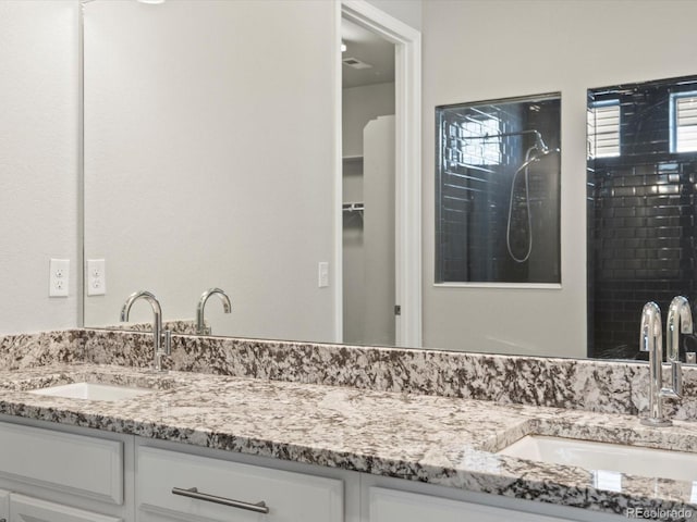 bathroom featuring a healthy amount of sunlight, a sink, and double vanity