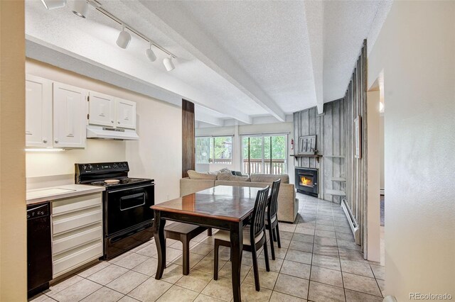 200 Granite St Unit 202, Frisco, CO 80443 - kitchen with black appliances, under cabinet range hood, white cabinets, light countertops, and open floor plan