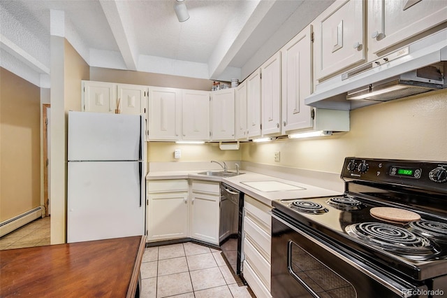 200 Granite St Unit 202, Frisco, CO 80443 - kitchen with black appliances, under cabinet range hood, light tile patterned floors, and white cabinets