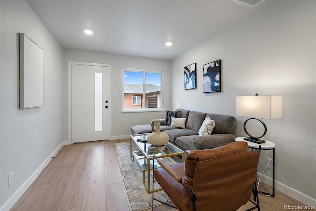 living room featuring light wood-type flooring