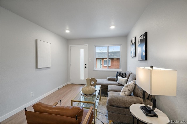 living room featuring light hardwood / wood-style floors