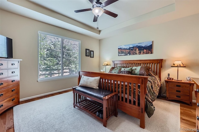 2872 Dreamcatcher Loop, Castle Rock, CO 80109 - bedroom with wood finished floors, a raised ceiling, and ceiling fan