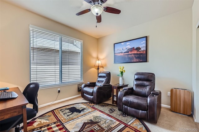 2872 Dreamcatcher Loop, Castle Rock, CO 80109 - home office featuring light carpet and ceiling fan