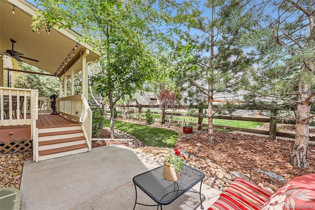 2872 Dreamcatcher Loop, Castle Rock, CO 80109 - view of patio with ceiling fan and a wooden deck