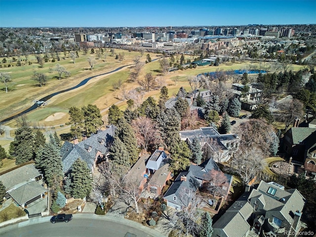 bird's eye view with golf course view