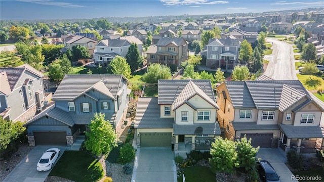 birds eye view of property with a residential view