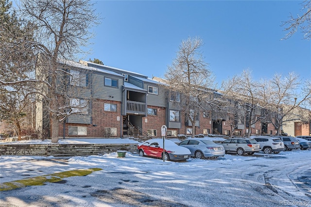 view of snow covered property