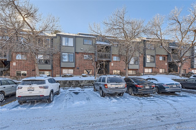 view of snow covered property