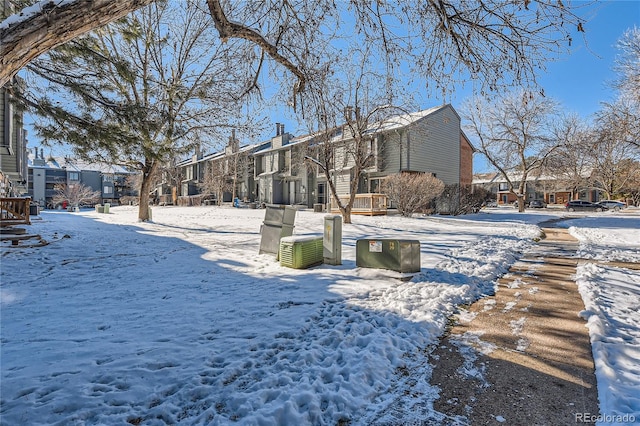 view of yard covered in snow