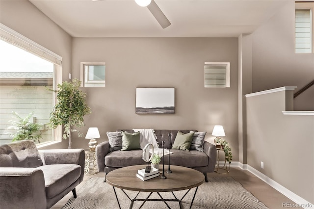 1928 W 67th Pl, Denver, CO 80221 - living room with a ceiling fan and wood finished floors