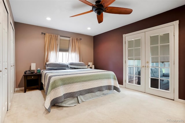 8595 S Yarrow St, Littleton, CO 80128 - bedroom featuring access to exterior, french doors, carpet floors, and recessed lighting