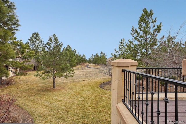 view of yard with a balcony