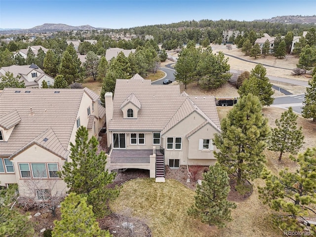 bird's eye view with a mountain view