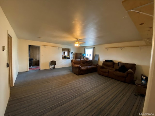 12729 Desert Dr, Sterling, CO 80751 - carpeted living area featuring ceiling fan