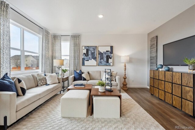 living room featuring hardwood / wood-style flooring