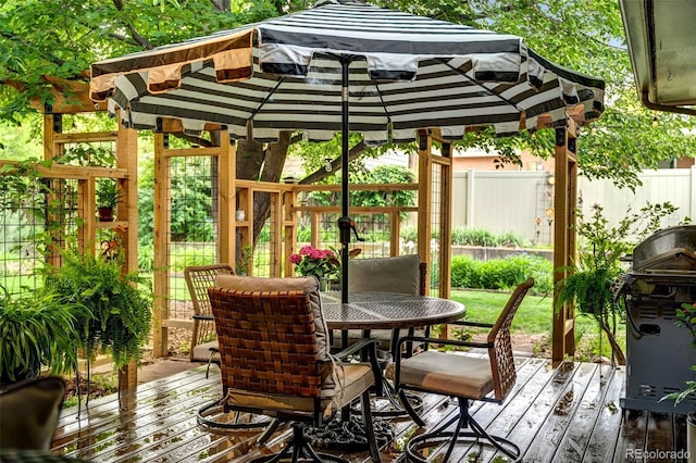 11224 W 28th Pl, Lakewood, CO 80215 - wooden deck featuring a gazebo, outdoor dining area, and a grill