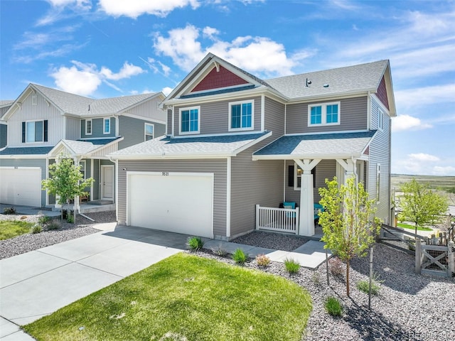 9521 Sideoats Ct, Colorado Springs, CO 80927 - view of front facade with a porch, an attached garage, concrete driveway, and a shingled roof