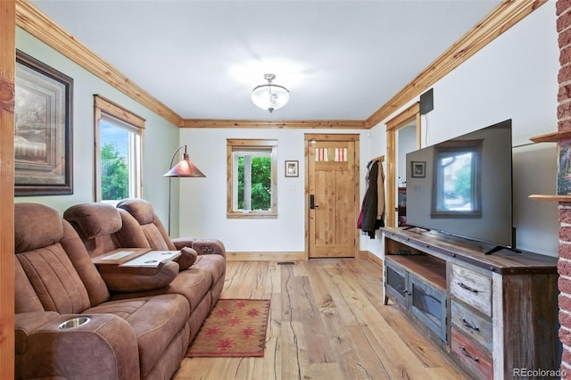 4716 Broadway, Denver, CO 80216 - living area with crown molding and light wood-style floors