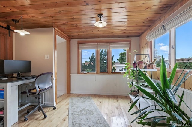 4716 Broadway, Denver, CO 80216 - office with healthy amount of natural light, light wood-style flooring, and wooden ceiling