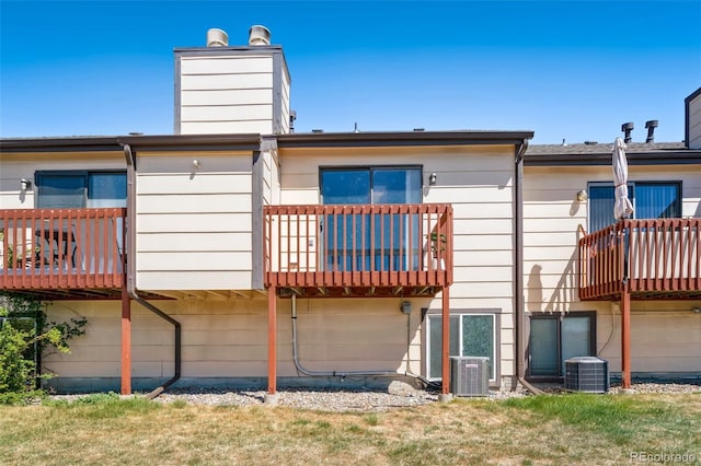 rear view of property with a balcony and cooling unit