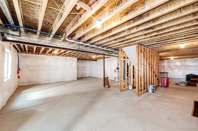 basement with gas water heater