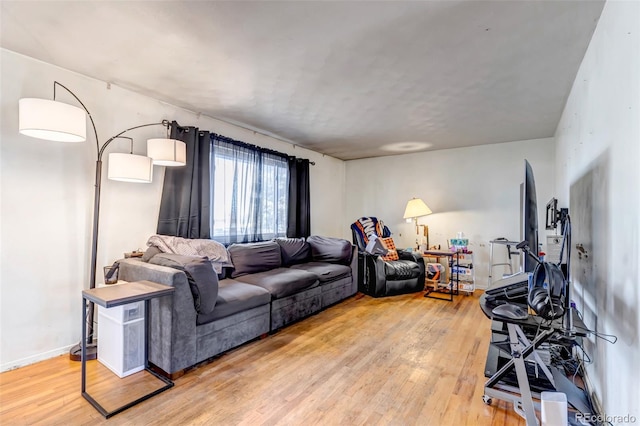 living room featuring baseboards and wood finished floors