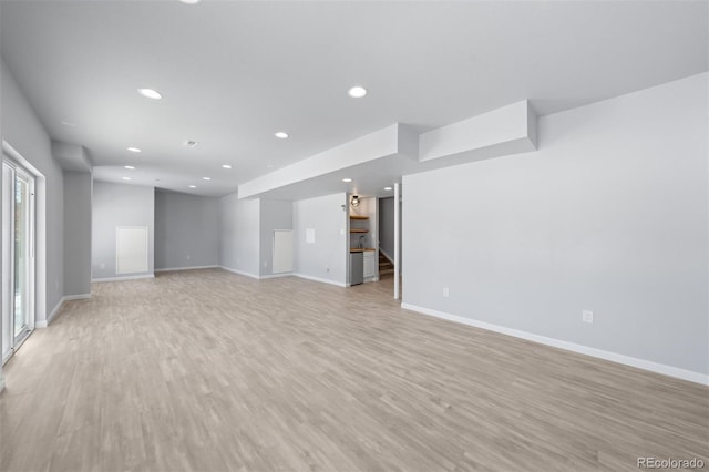 unfurnished living room featuring light hardwood / wood-style floors