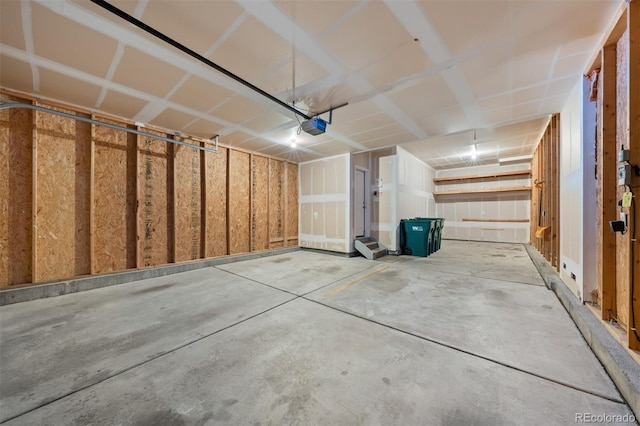 garage with a garage door opener