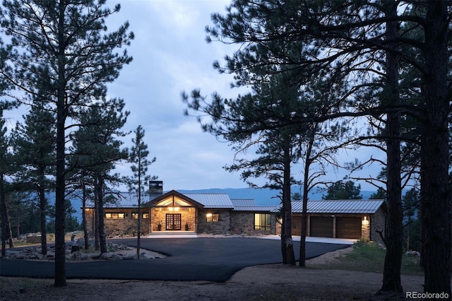 view of front of house with a garage