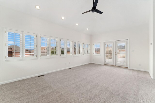1904 S Union Pl, Lakewood, CO 80228 - empty room featuring carpet, baseboards, ceiling fan, and recessed lighting