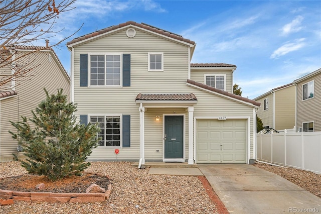 view of front of property with a garage